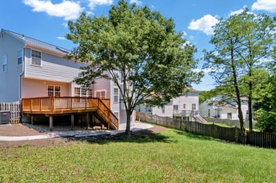 Outdoor view of landscaped area and building