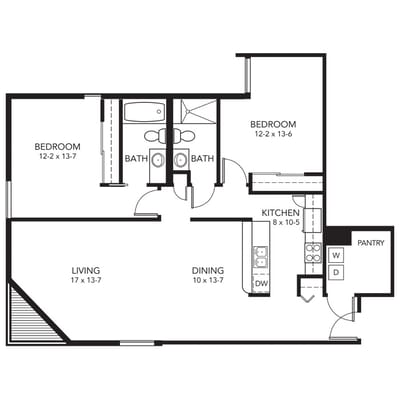 Architectural floor plan layout of a residential unit