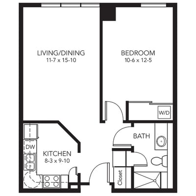 Architectural floor plan of a unit layout