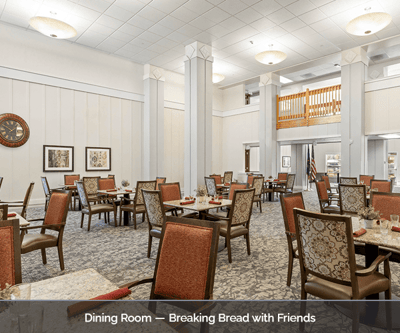 Elegant dining room set for a meal.