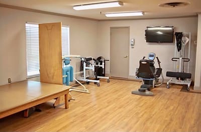 Rehabilitation equipment in a therapy room