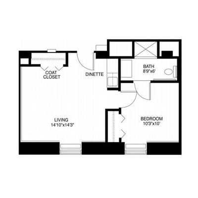 Architectural floor plan of a living unit