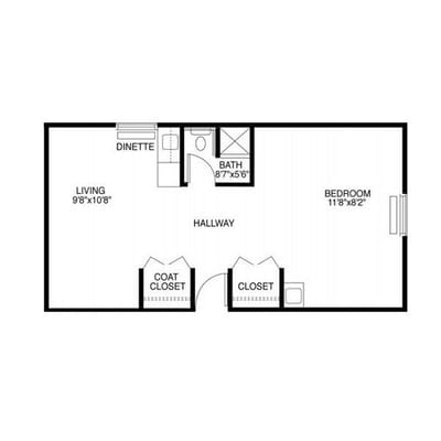 Architectural floor plan of a resident unit
