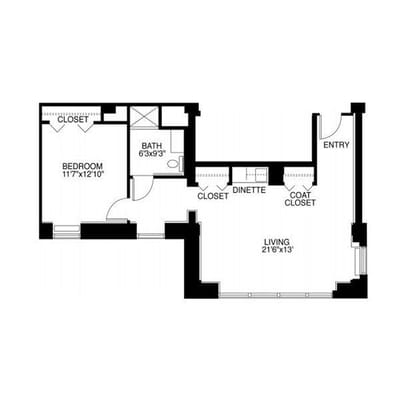 Architectural floor plan of a unit layout