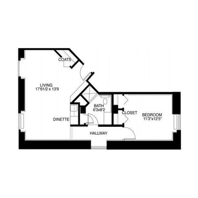 Architectural floor plan of a unit layout