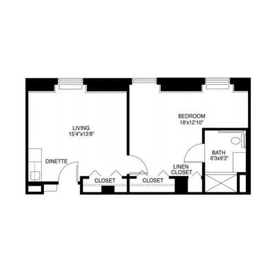 Architectural floor plan of a resident unit