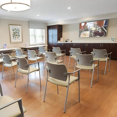 Interior view of a multi-purpose activity room with chairs