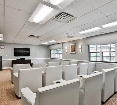 Interior view of a seating area in the facility