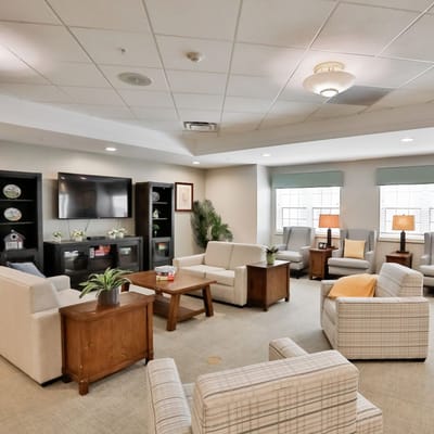 Cozy common area with seating and a television