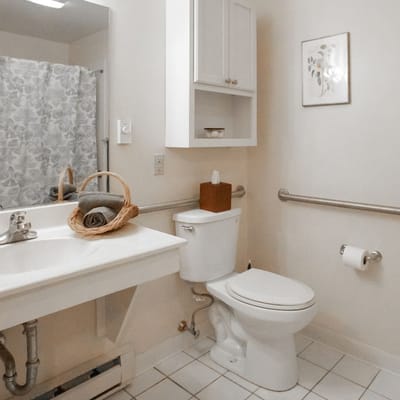 Clean bathroom with basic amenities