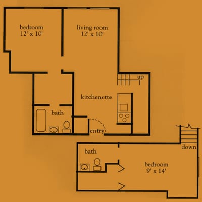 Detailed floor plan of a senior living unit