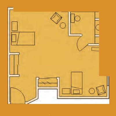 Architectural floor plan of a resident unit