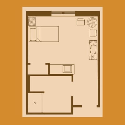 Architectural floor plan of a resident unit
