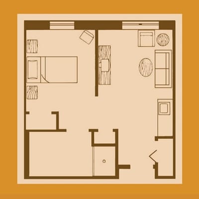 Architectural floor plan of a resident unit.