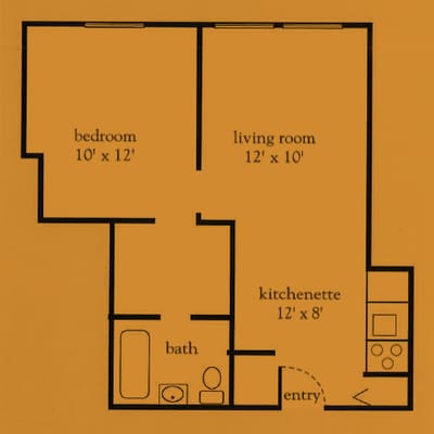 Architectural floor plan of a resident unit