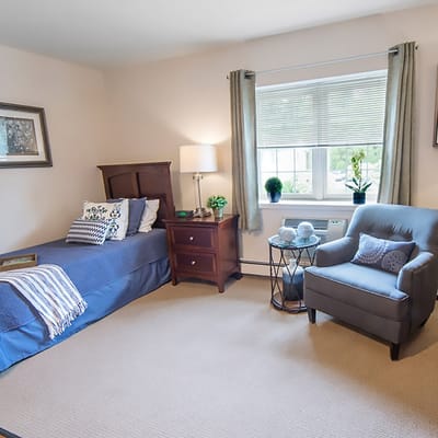Cozy bedroom in a senior living facility