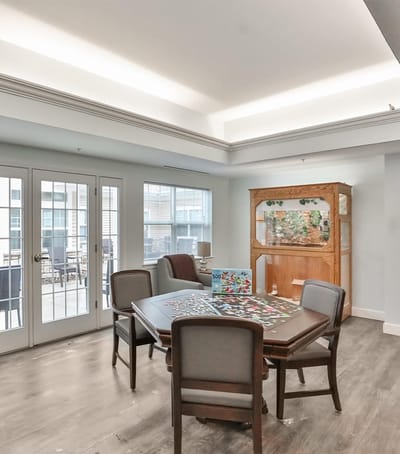 Common area with puzzle on the table