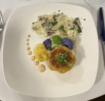 A beautifully plated meal served in the dining area
