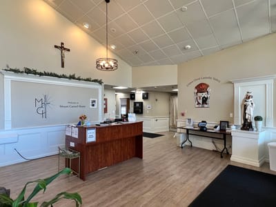 Interior view of the front desk area in Mt Carmel Home