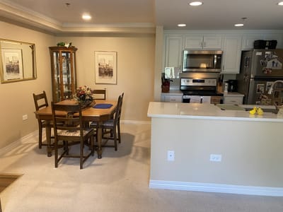 Bright dining area with a table and chairs