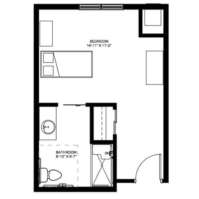 Architectural floor plan of a resident unit