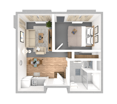Architectural floor plan of a living space