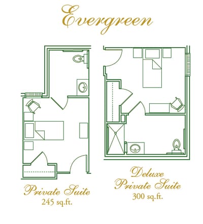 Architectural floor plan of private suites