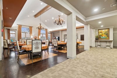 Elegant dining area with tables and decor