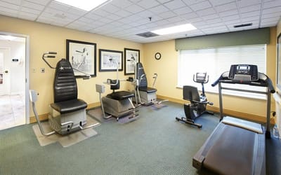 Exercise equipment in a fitness room