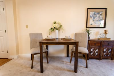 Cozy dining setup in a warm interior space