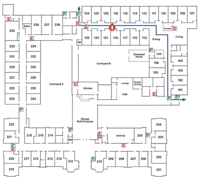 Architectural floor plan of the facility layout