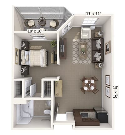Architectural floor plan of a resident's unit