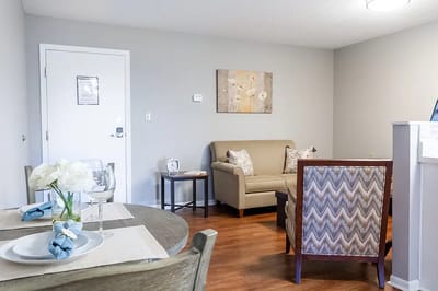 Cozy living area with a couch and decor