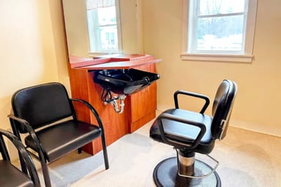 Hair salon station in a senior care facility