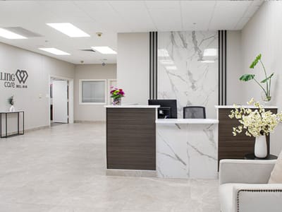 Welcoming reception area with modern decor