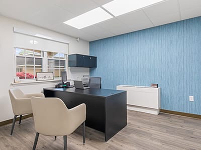 Modern office space in an assisted living facility