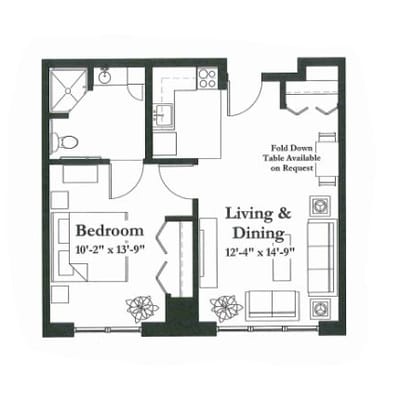 Architectural floor plan of living space