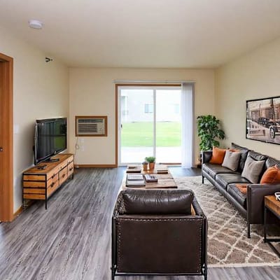 Cozy interior living room with seating and TV