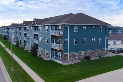 Exterior view of a multi-story residential building