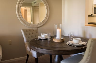 Dining setup in a modern interior space