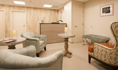 Bright and inviting common area with seating