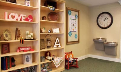 Decorative display in a common area with various items