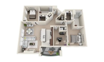 Architectural floor plan of a living unit