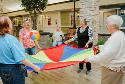Residents participating in a lively group activity