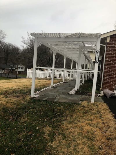 Outdoor pergola area near the facility