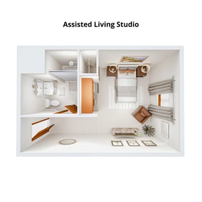 Floor plan of an assisted living studio