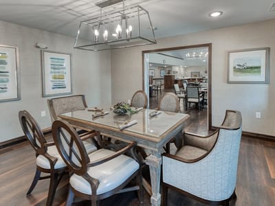 Elegant dining room with a large table and chairs