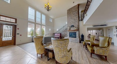 Bright, welcoming lobby area with elegant seating