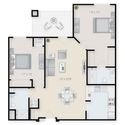 Architectural floor plan of a resident unit