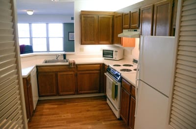 Cozy kitchen setup in a senior living space